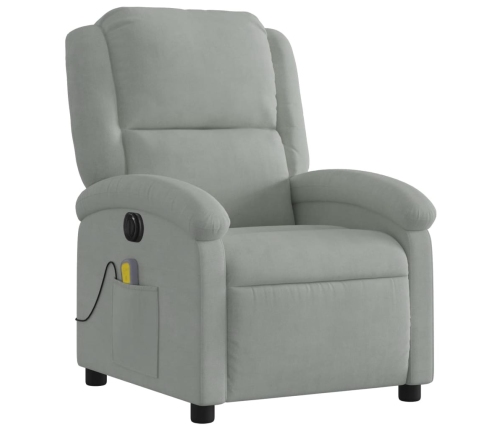 Sillón reclinable de masaje eléctrico terciopelo gris claro