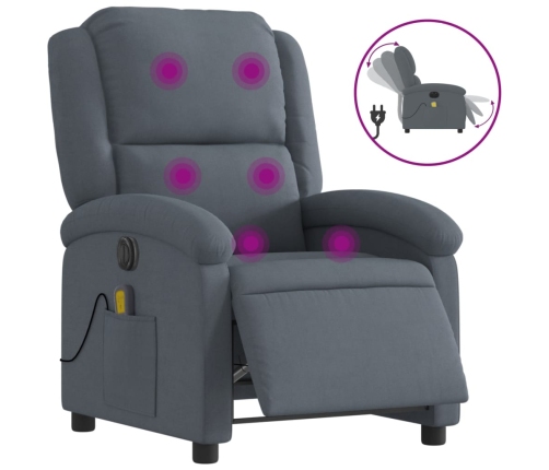 Sillón reclinable de masaje eléctrico terciopelo gris oscuro