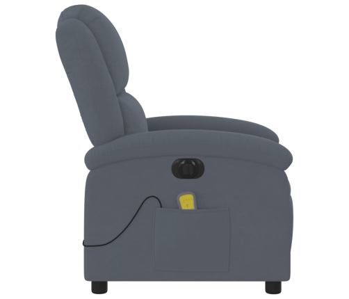 Sillón reclinable de masaje eléctrico terciopelo gris oscuro