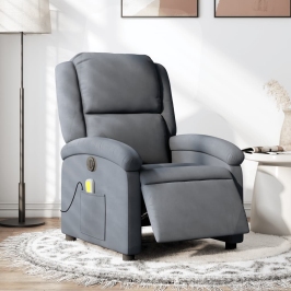 Sillón reclinable de masaje eléctrico terciopelo gris oscuro