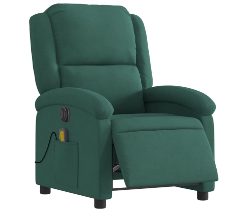 Sillón reclinable de masaje eléctrico terciopelo verde oscuro