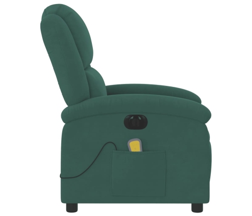 Sillón reclinable de masaje eléctrico terciopelo verde oscuro