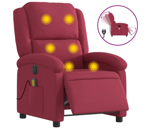 Sillón reclinable de masaje eléctrico terciopelo rojo tinto