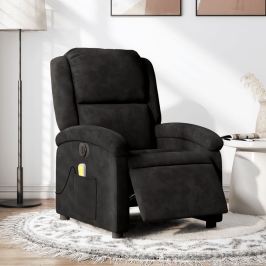 Sillón reclinable de masaje eléctrico terciopelo negro