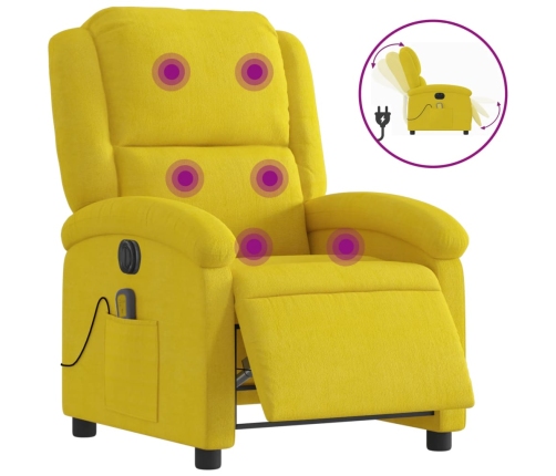 Sillón reclinable de masaje eléctrico terciopelo amarillo