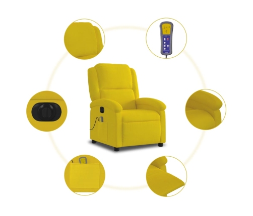 Sillón reclinable de masaje eléctrico terciopelo amarillo