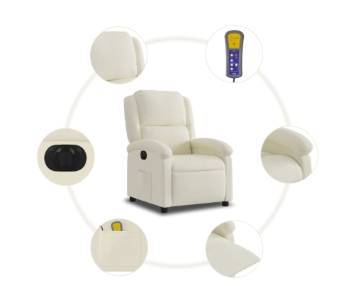 Sillón reclinable de masaje eléctrico terciopelo color crema