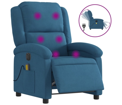 Sillón reclinable de masaje eléctrico terciopelo azul