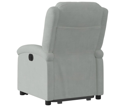 Sillón reclinable elevable terciopelo gris claro