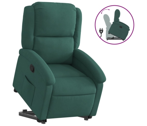 Sillón reclinable elevable terciopelo verde oscuro