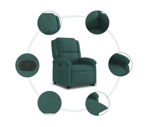 Sillón reclinable elevable terciopelo verde oscuro