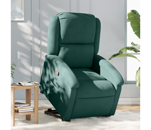 Sillón reclinable elevable terciopelo verde oscuro