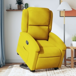 Sillón reclinable elevable terciopelo amarillo