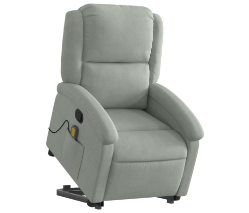 Sillón reclinable de masaje elevable terciopelo gris claro