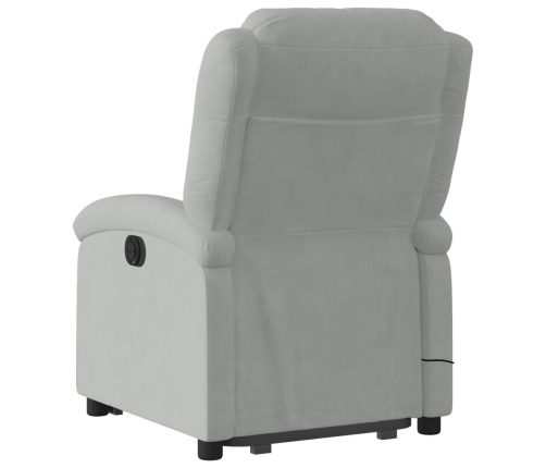 Sillón reclinable de masaje elevable terciopelo gris claro