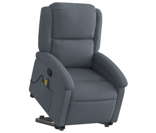 Sillón reclinable de masaje elevable terciopelo gris oscuro