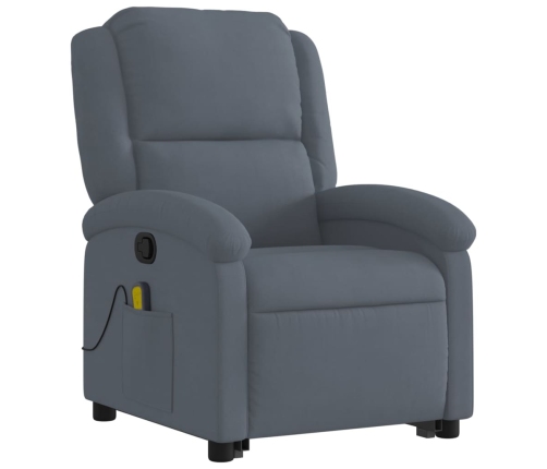 Sillón reclinable de masaje elevable terciopelo gris oscuro