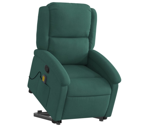 Sillón reclinable de masaje elevable terciopelo verde oscuro