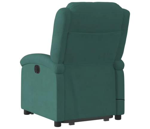 Sillón reclinable de masaje elevable terciopelo verde oscuro