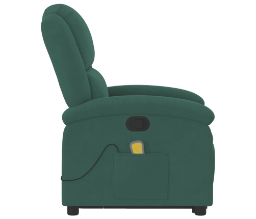 Sillón reclinable de masaje elevable terciopelo verde oscuro