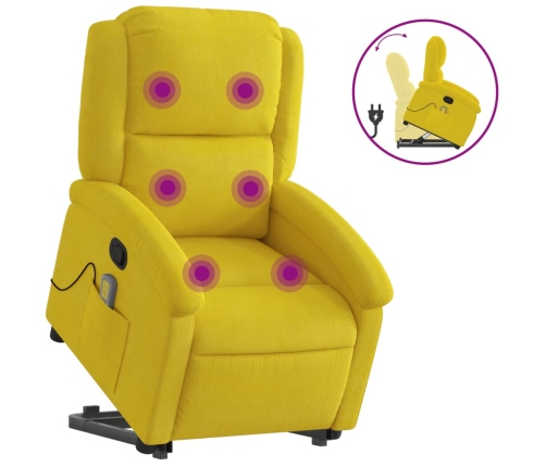 Sillón reclinable de masaje elevable terciopelo amarillo