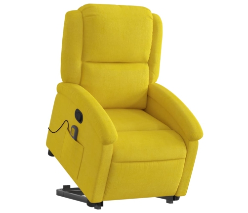 Sillón reclinable de masaje elevable terciopelo amarillo