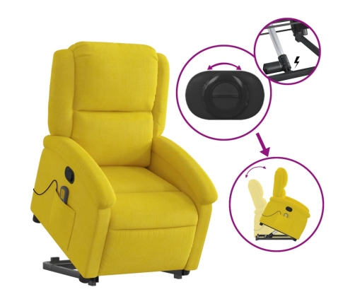 Sillón reclinable de masaje elevable terciopelo amarillo