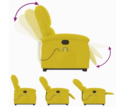 Sillón reclinable de masaje elevable terciopelo amarillo