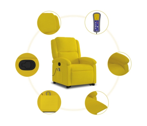 Sillón reclinable de masaje elevable terciopelo amarillo