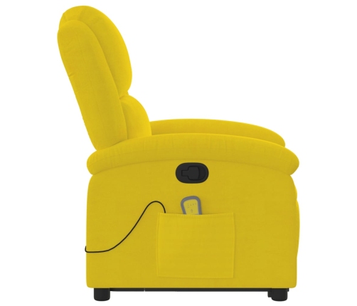 Sillón reclinable de masaje elevable terciopelo amarillo