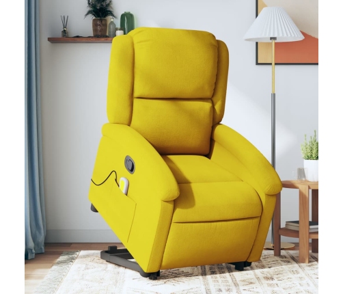 Sillón reclinable de masaje elevable terciopelo amarillo