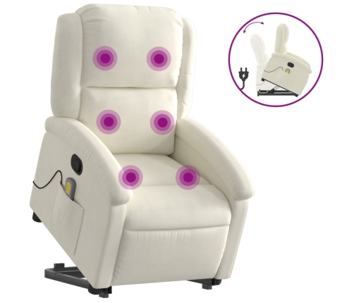 Sillón reclinable de masaje elevable terciopelo crema