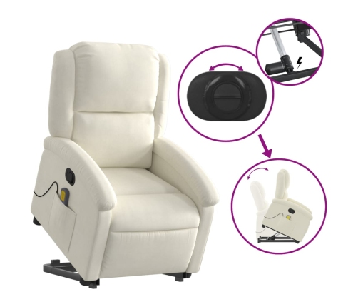 Sillón reclinable de masaje elevable terciopelo crema