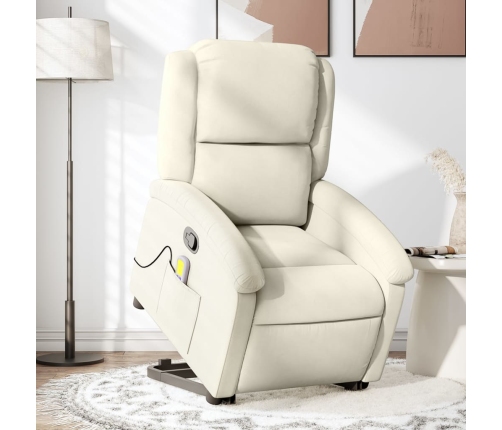 Sillón reclinable de masaje elevable terciopelo crema