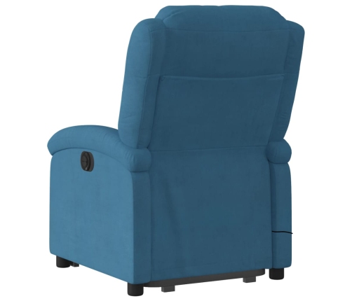 Sillón reclinable de masaje elevable terciopelo azul