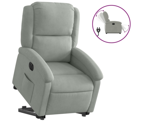 Sillón eléctrico reclinable elevable de terciopelo gris claro