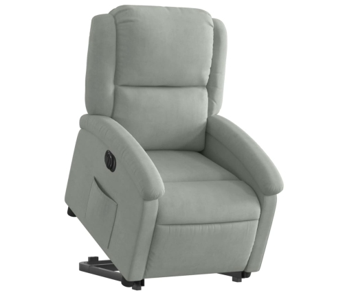 Sillón eléctrico reclinable elevable de terciopelo gris claro