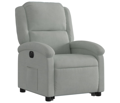 Sillón eléctrico reclinable elevable de terciopelo gris claro