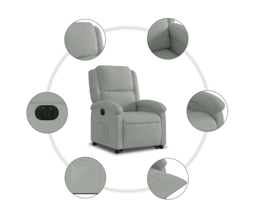 Sillón eléctrico reclinable elevable de terciopelo gris claro