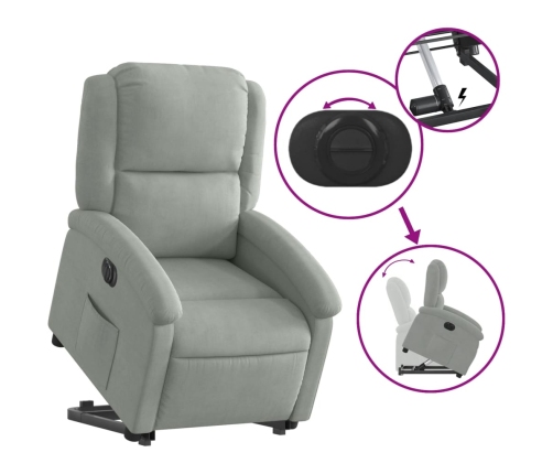 Sillón eléctrico reclinable elevable de terciopelo gris claro