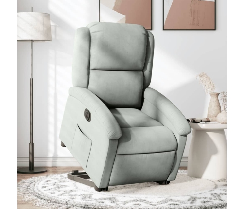 Sillón eléctrico reclinable elevable de terciopelo gris claro