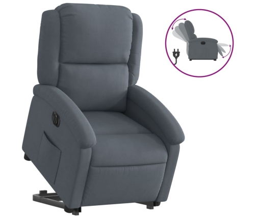 Sillón eléctrico reclinable elevable de terciopelo gris oscuro