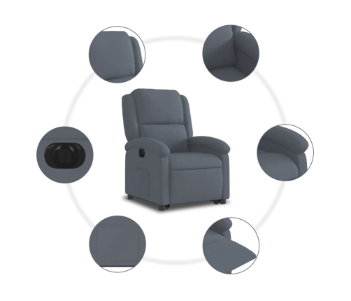 Sillón eléctrico reclinable elevable de terciopelo gris oscuro