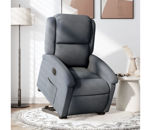 Sillón eléctrico reclinable elevable de terciopelo gris oscuro