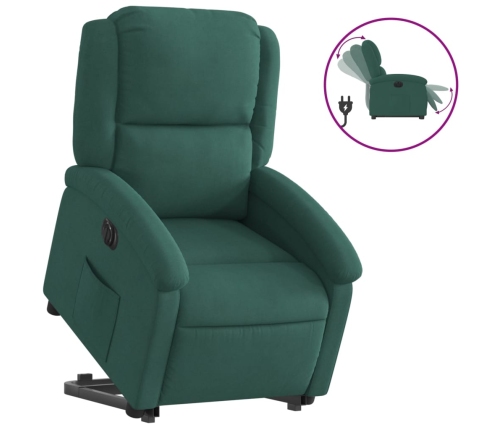 Sillón eléctrico reclinable elevable de terciopelo verde oscuro