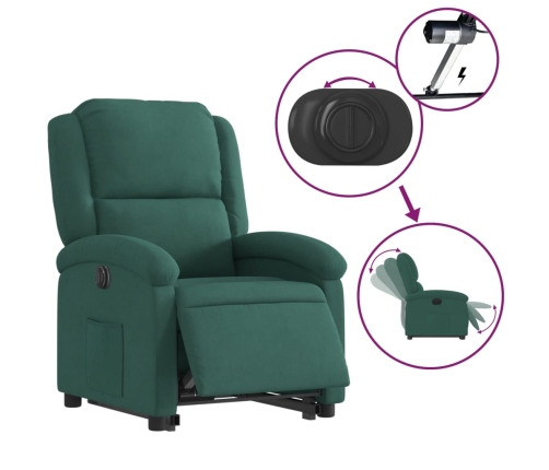 Sillón eléctrico reclinable elevable de terciopelo verde oscuro