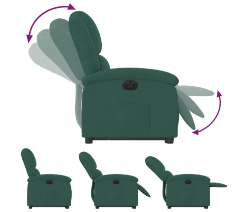 Sillón eléctrico reclinable elevable de terciopelo verde oscuro