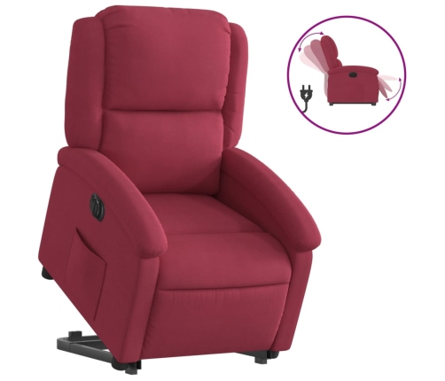 Sillón eléctrico reclinable elevable de terciopelo rojo tinto