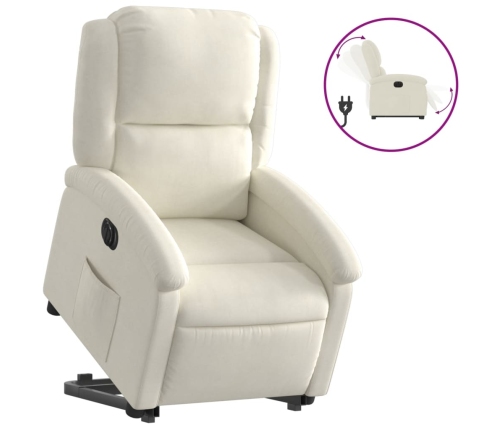 Sillón eléctrico reclinable elevable de terciopelo crema