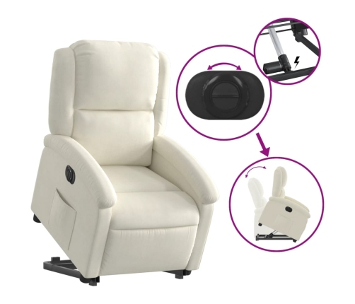 Sillón eléctrico reclinable elevable de terciopelo crema